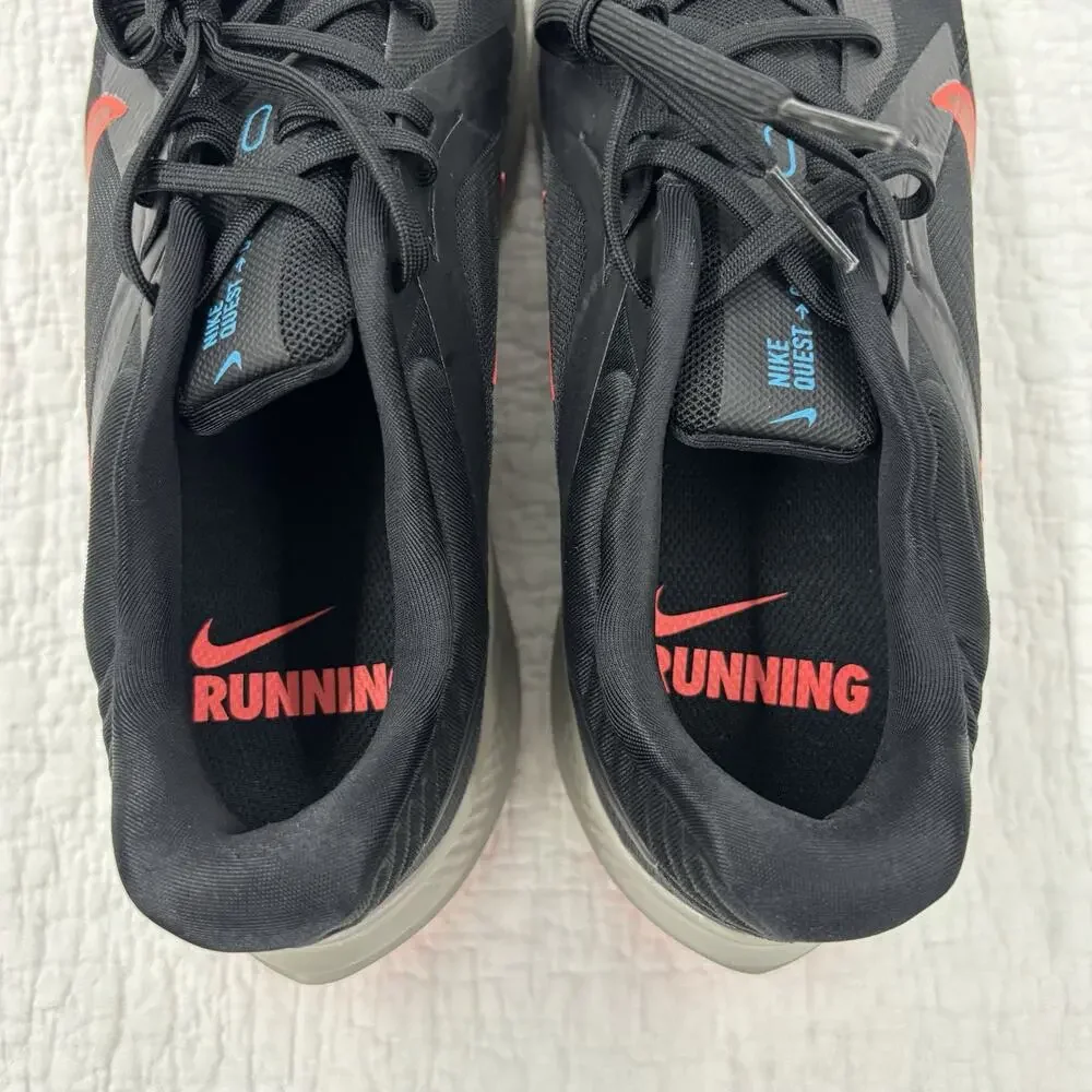 Nike Quest 5 Men’s Size 9.5 Black Bright Crimson Running Shoes